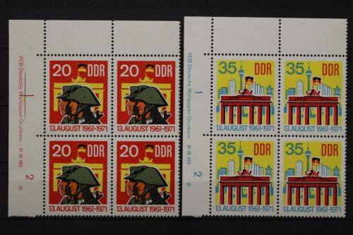 DDR, MiNr. 1691-1692, Viererblock, Ecke li. o. DV III, postfrisch
