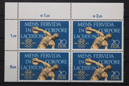 DDR, MiNr. 1660, Viererblock, Ecke links oben, DV III, postfrisch