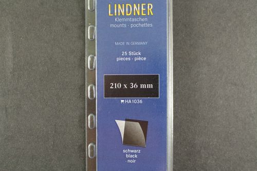 Lindner-Klemmtaschen, 25 Streifen schwarz, 36 mm