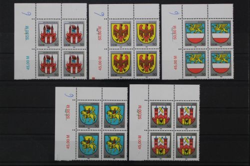 DDR, MiNr. 2934-2938, Kleinbögen, Ecken links oben, postfrisch