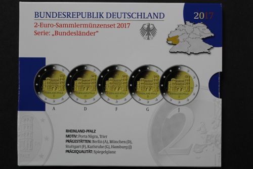 Deutschland, 2 Euro Porta Nigra 2017, Set in PP