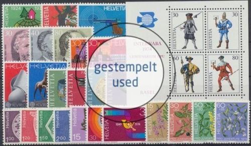 Schweiz, MiNr. 1017-1045, Jahrgang 1974, gestempelt