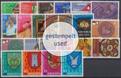 Schweiz, MiNr. 1191-1213, Jahrgang 1981, gestempelt