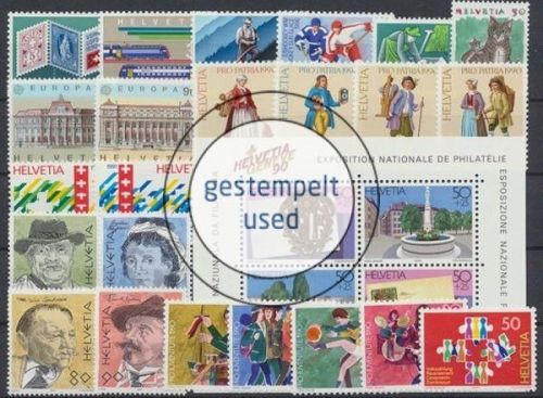 Schweiz, MiNr. 1409-1435, Jahrgang 1990, gestempelt