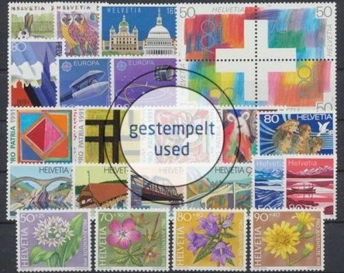 Schweiz, MiNr. 1436-1460, Jahrgang 1991, gestempelt