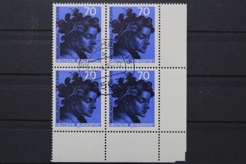Deutschland (BRD), MiNr. 833 Viererblock, Ecke rechts unten, gestempelt