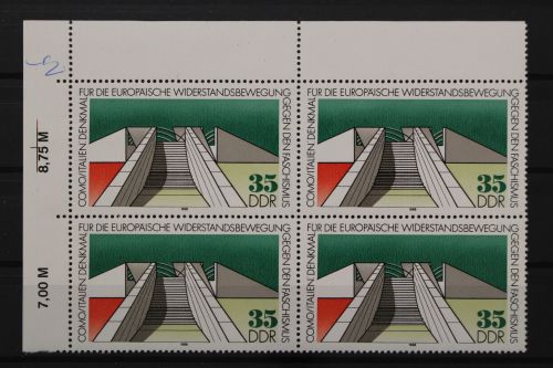 DDR, MiNr. 3196, Viererblock, Ecke links oben, postfrisch