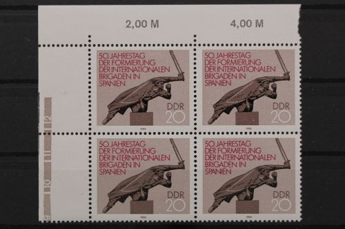 DDR, MiNr. 3050, Viererblock, Ecke links oben, postfrisch