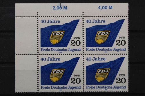 DDR, MiNr. 3003, Viererblock, Ecke links oben, postfrisch