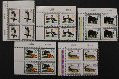 DDR, MiNr. 2952-2956, Viererblock, Ecke links oben, postfrisch
