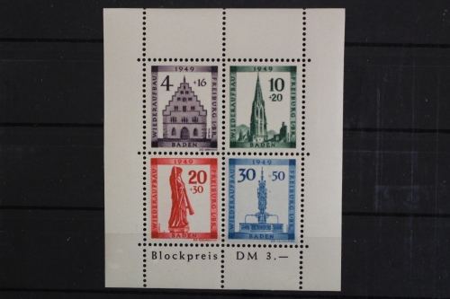FZ Baden, MiNr. Block 1 A PLF: I, postfrisch