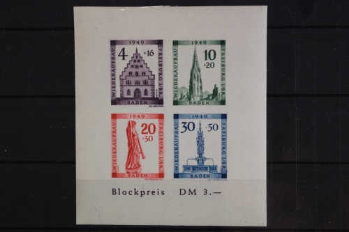 FZ Baden, MiNr. Block 1 B PLF: IV, postfrisch