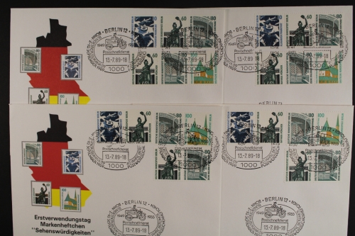 Berlin, MiNr. W 89 - W 98 auf 4 Umschlägen, ESST Berlin, FDC