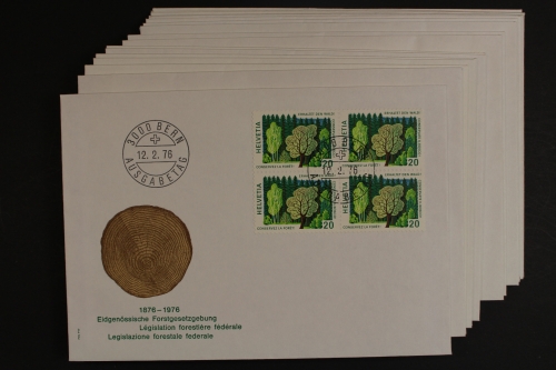 Schweiz, MiNr. 1069-1086, Jahrgang 1976, 4er Blöcke, FDC
