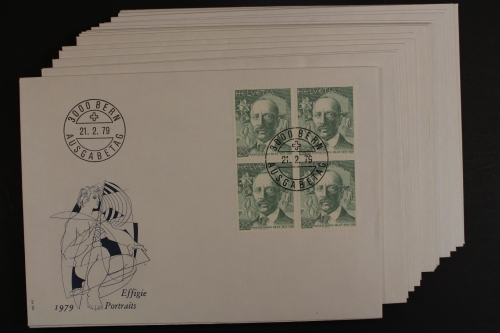 Schweiz, MiNr. 1146-1168, Jahrgang 1979, 4er Blöcke, FDC