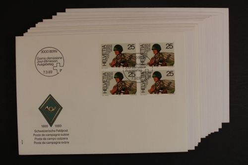 Schweiz, MiNr. 1385-1408, Jahrgang 1989, 4er Blöcke, FDC