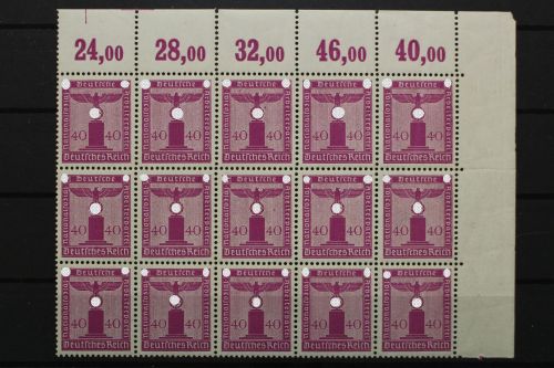 Deut. Reich Dienst, MiNr. 165 Br I, 15er Block, Ecke re. ob., postfrisch