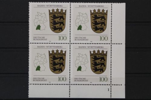 Deutschland, MiNr. 1586, Viererblock Ecke re. u. FN 1, postfrisch
