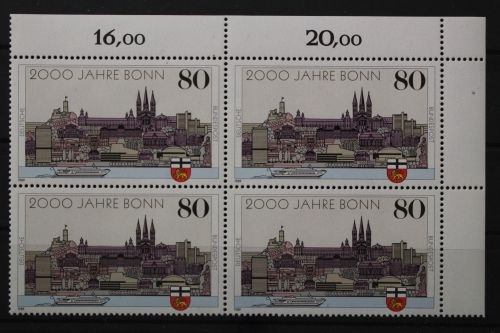 Deutschland, MiNr. 1402, Viererblock Ecke re. oben, postfrisch