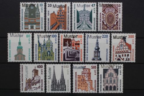 Deutschland, Sehenswürdigkeiten Doppelnominale mit Musterstempel, 13 Werte