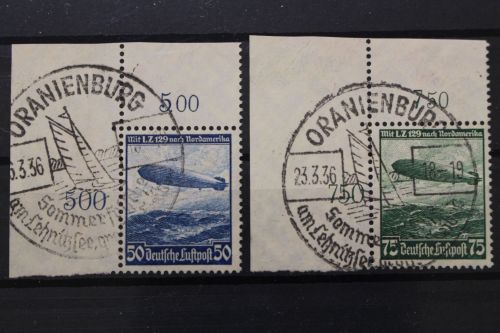 Deutsches Reich, MiNr. 606-607 X, Ecke links oben, gestempelt