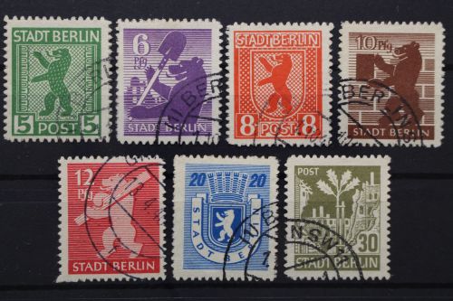 Sowjetische Zone, MiNr. 1-7 B, gestempelt, BPP Signatur