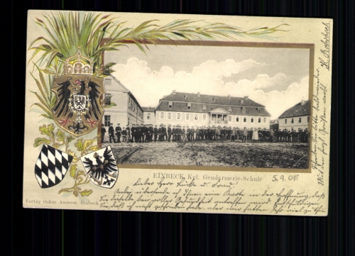 Einbeck, Kgl. Gendarmerie-Schule, Wappen, Prägekarte