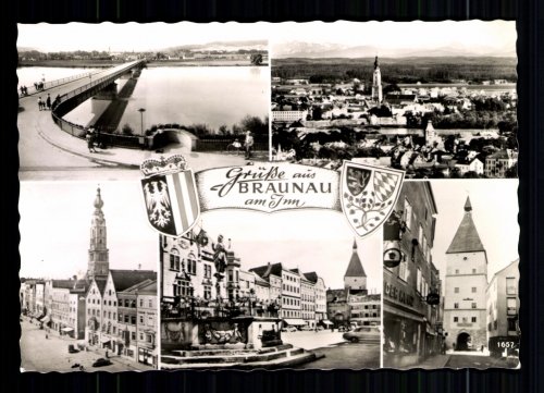 Braunau am Inn, 5 Bilderkarte mit Stadtwappen