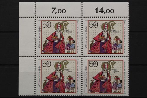 Berlin, MiNr. 729 Viererblock Ecke links oben, postfrisch