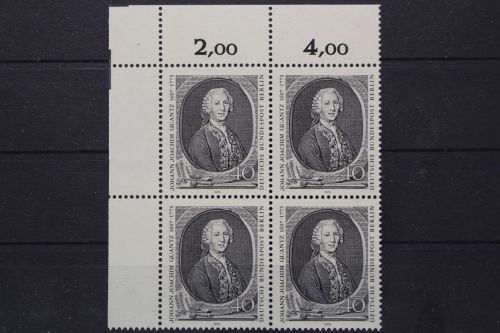 Berlin, MiNr. 454 Viererblock Ecke links oben, postfrisch