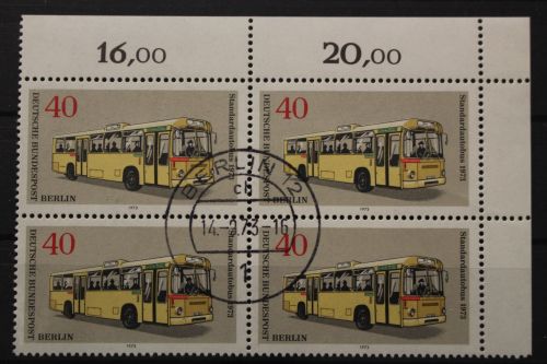Berlin, MiNr. 451 Viererblock Ecke rechts oben, EST