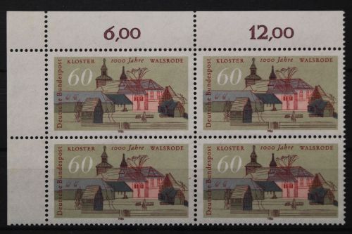 Deutschland, MiNr. 1280 Viererblock Ecke links oben, postfrisch