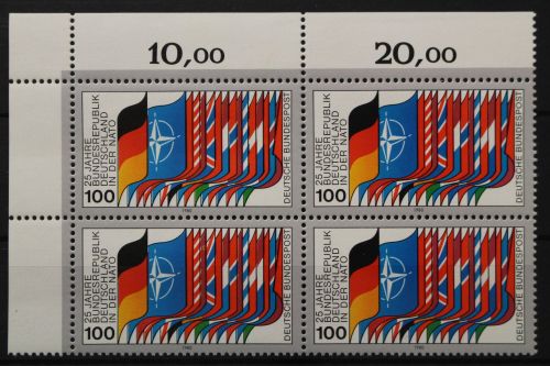 Deutschland, MiNr. 1034 Viererblock Ecke links oben, postfrisch