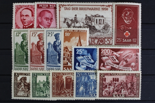 Saarland, MiNr. 289-303, Jahrgang 1950, postfrisch