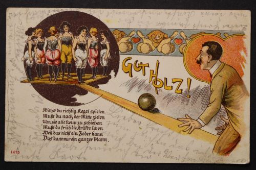 Kegeln - Gut Holz, Frauen als Kegel, Spruch