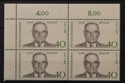 Deutschland, MiNr. 832 Viererblock Ecke links oben, postfrisch
