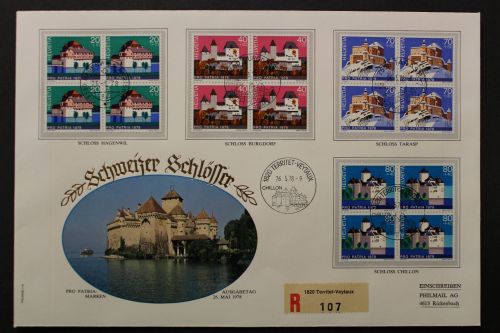 Schweiz, MiNr. 1130.1133 Viererblöcke, FDC