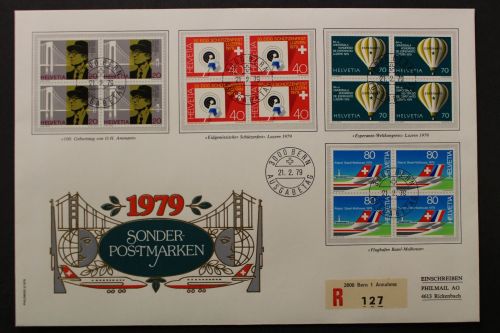 Schweiz, MiNr. 1150-1153 Viererblöcke, FDC