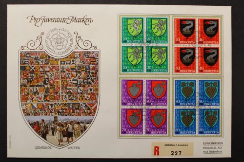 Schweiz, MiNr. 1165-1168 Viererblöcke, FDC