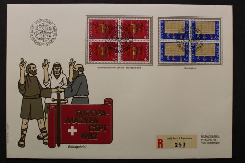 Schweiz, MiNr. 1221-1222 Viererblöcke, FDC