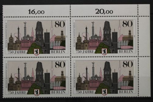 Berlin, MiNr. 776 Viererblock Ecke rechts oben, postfrisch