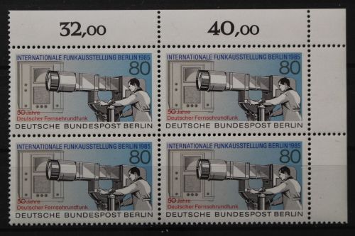 Berlin, MiNr. 741 Viererblock Ecke rechts oben, postfrisch