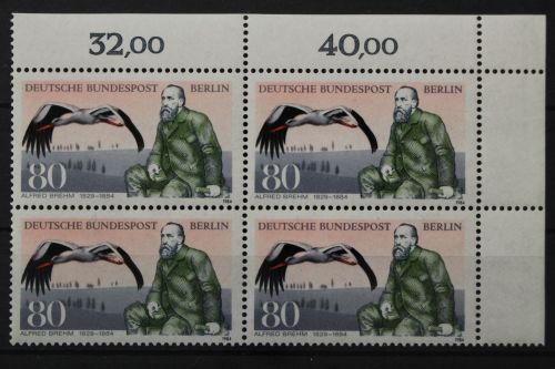 Berlin, MiNr. 722 Viererblock Ecke rechts oben, postfrisch