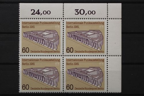 Berlin, MiNr. 649 Viererblock Ecke rechts oben, postfrisch