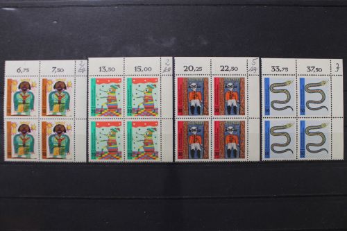 Deutschland, MiNr. 660-663 Viererblöcke Ecke rechts oben, postfrisch