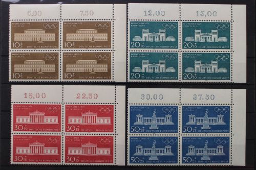 Deutschland, MiNr. 624-627 Viererblöcke Ecke rechts oben, postfrisch