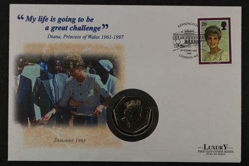 Großbritannien, Diana challenge, Zimbabwe 1998, Numisbrief