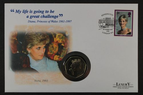 Großbritannien, Diana challenge, Nepal, Numisbrief
