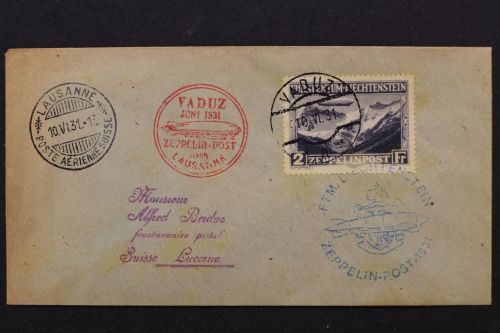 Liechtenstein, MiNr. 115 Zeppelin-Post, Brief