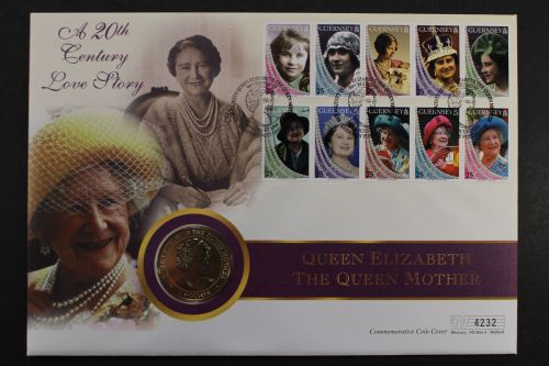 Guernsey, Queen Elizabeth, The Queen Mother, Numisbrief